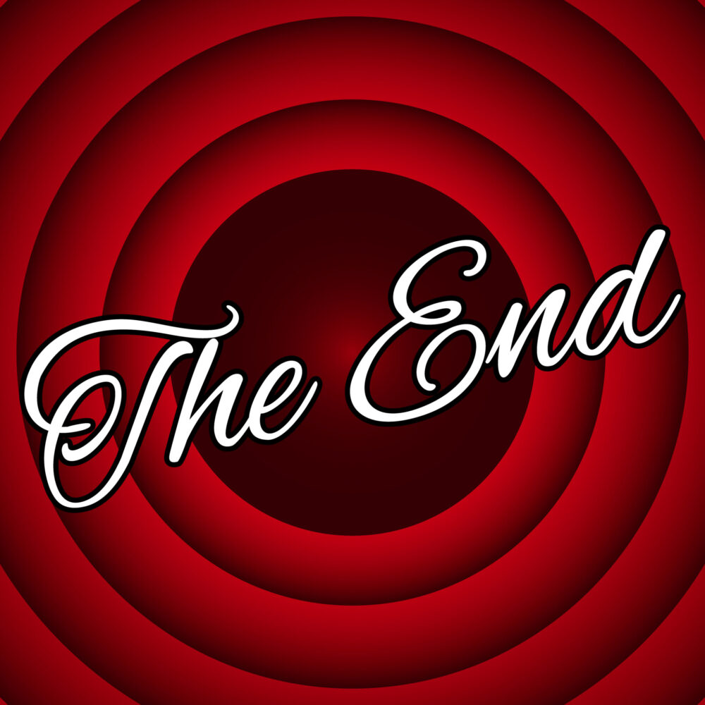 Retro inscription on old motion picture end screen background. VSO