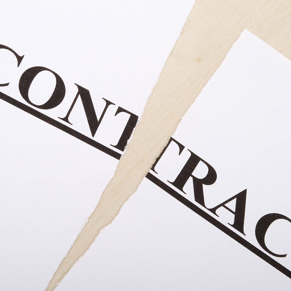 Broken contract on the desk Broken contract on the desk