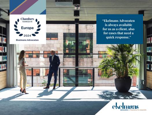 International lawyers guide Chambers and Partners Europe released its 2024 rankings, indicating  Ekelmans Advocaten to be one of the best Dutch Insurance law firms.  We are proud that our firm is recommended for the seventeenth consecutive year.